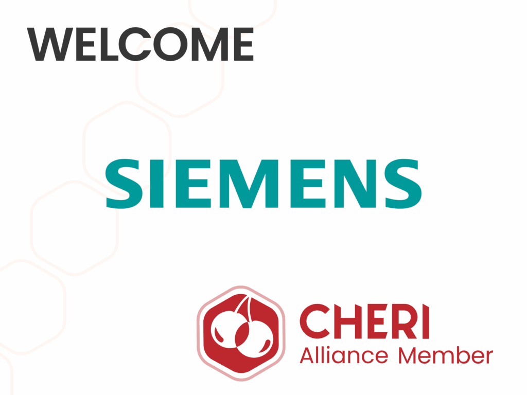 Welcome Siemens with the CHERI Alliance Member logo in the bottom right.