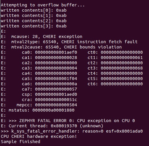 Code showing a Zephyr buffer overflow
